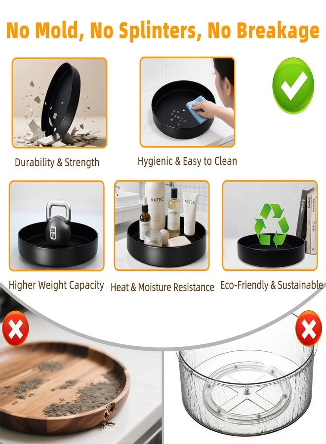 neotidy Metal Lazy Susan Organizer, 12 Inch Anti-Rust Turntable for Cabinet, Kitchen, Dining Table, Bathroom – Rotating Spice Rack, Spinner Storage, Round Carousel Organizer for Countertop Black - Image 3