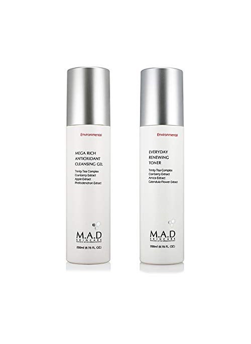 M.A.D Skincare MAD SKINCARE MAXIMUM ACTIVE DERMACEUTICALS Environmental Duo Set  Mega Rich Antioxidant Cleansing Gel Everyday Renewing Toner 