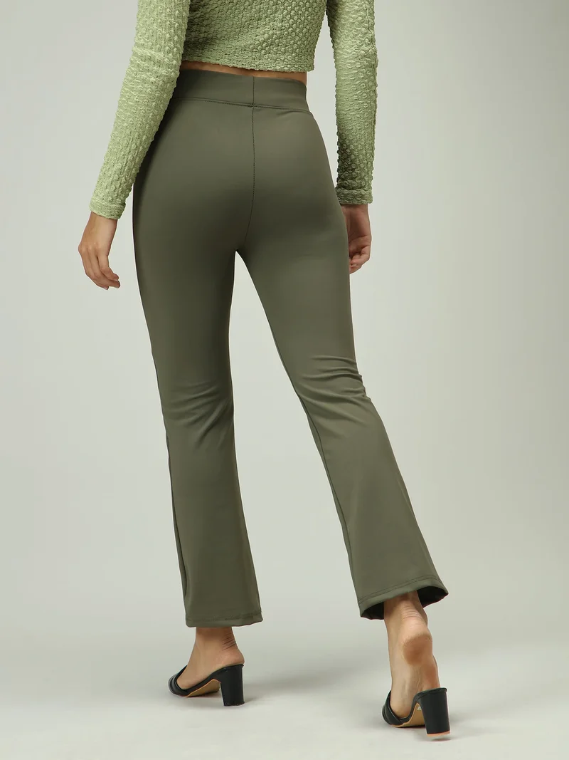 Outzidr  Olive Fitted Flared Leggings for Women | Best Price UAE
