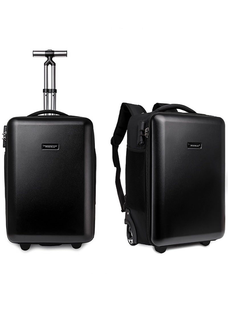 CityRiya-Long Travel Bags School Bags Laptop Bag with Wheels Expandable Travel Luggage Checked Luggage Bag 18 Inch Backpack Carry On Laptop Bag Rolling Trolley Bag Hardside Suitcases with Spinner Wheels Black - Image 1