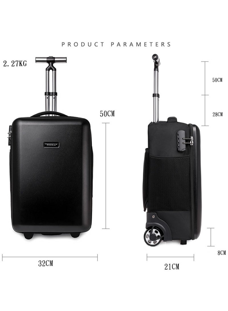 CityRiya-Long Travel Bags School Bags Laptop Bag with Wheels Expandable Travel Luggage Checked Luggage Bag 18 Inch Backpack Carry On Laptop Bag Rolling Trolley Bag Hardside Suitcases with Spinner Wheels Black - Image 4
