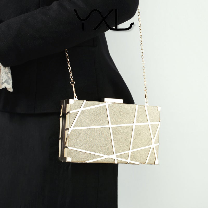 Creative Pu Cut Out Mesh Small Square Bag Banquet Bag Dinner Bag Socialite Party Dress Clutch Bag Wedding Bag - Image 4