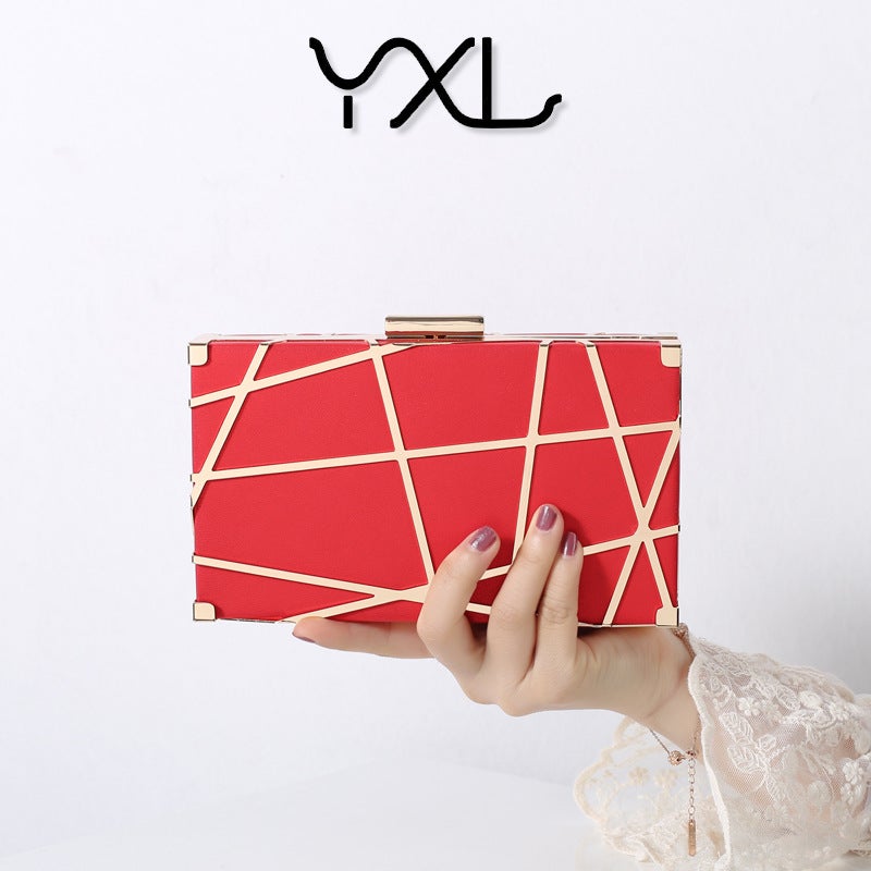 Creative Pu Cut Out Mesh Small Square Bag Banquet Bag Dinner Bag Socialite Party Dress Clutch Bag Wedding Bag - Image 3