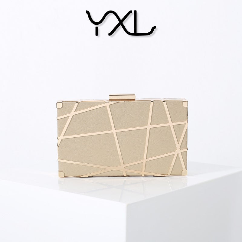 Creative Pu Cut Out Mesh Small Square Bag Banquet Bag Dinner Bag Socialite Party Dress Clutch Bag Wedding Bag - Image 2