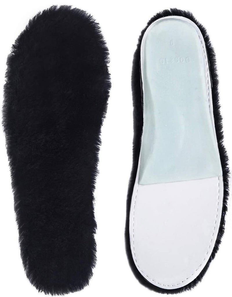 ABUSA Black Sheepskin Insoles Women's Premium Think Wool Fur Fleece Inserts Cozy & Fluffy 8 - Image 1