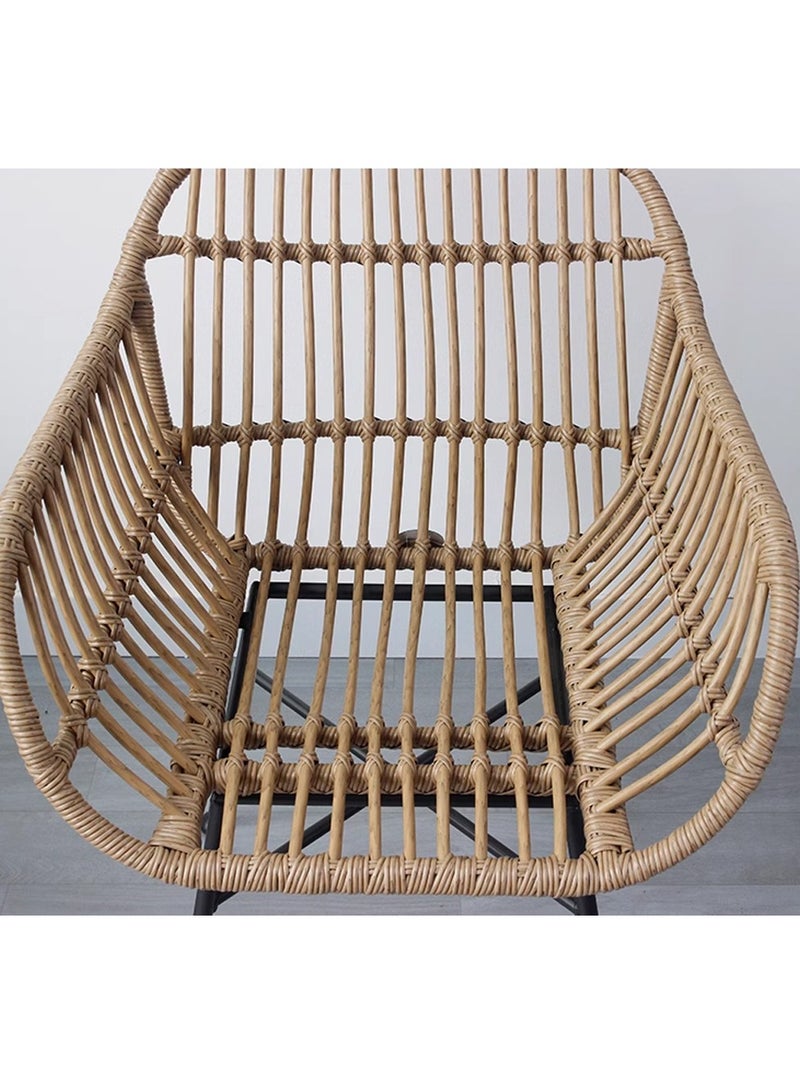 LANNY Jeffcoco Furniture Outdoor Hand-made rattan chairs for balcony, coffee shop,Dining Chair,Garden Chair Relax,interior Design, Italy Style home reading chair with cushion (2 Piece Chair)  - Image 3
