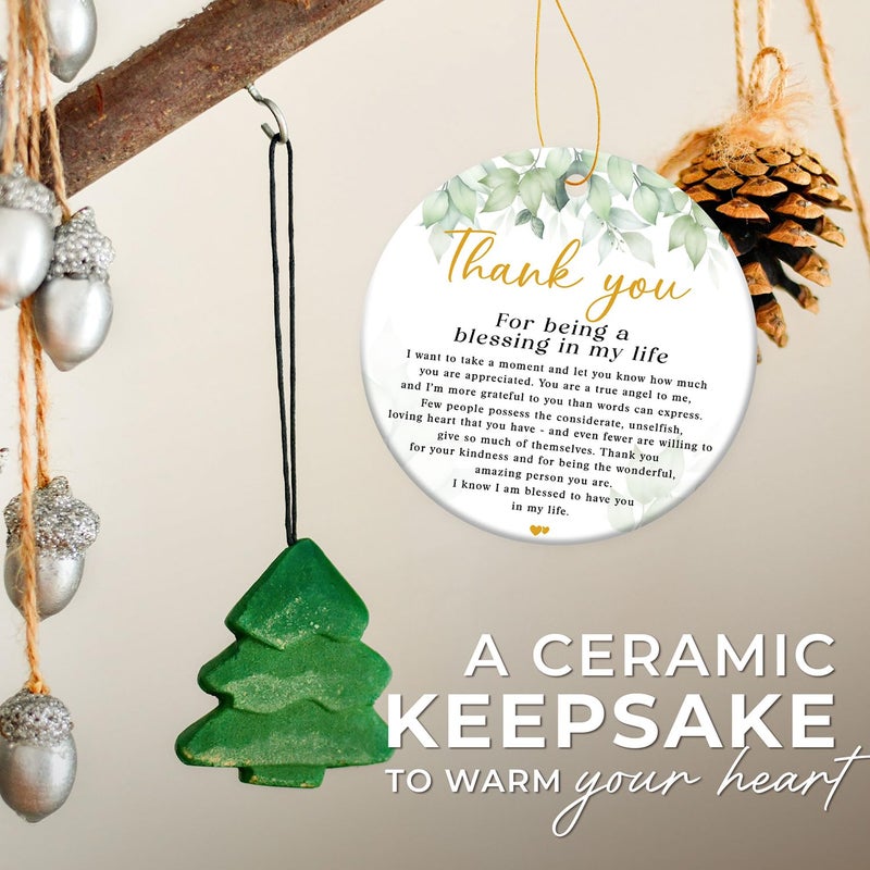 ZAGKOO Thank You Gifts for Women Men - Boss Gifts for Her Him - Appreciation Gifts for Coworker Teacher Nurse Mom Friend - Meaningful Gifts for Women - Being A Blessing Ceramic Ornament Christmas 2024 - Image 5