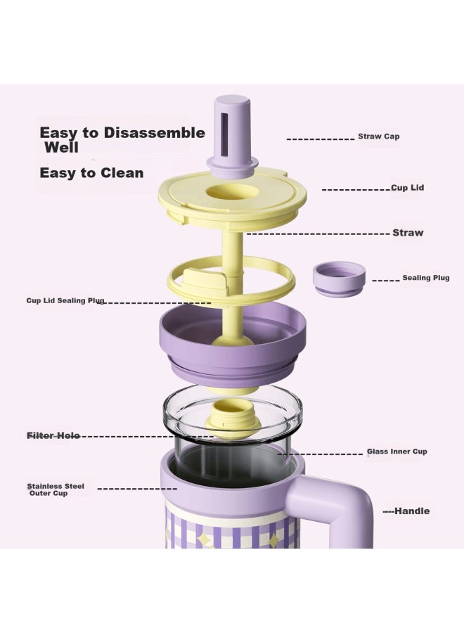 April Double-layer Glass Insulated Desktop Mug Women's Water Cup Office Straw Cup Day Gift - Image 3