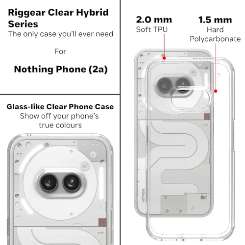 RIGGEAR Shockproof Clear Hybrid Armor Back Cover Case Compatible with Nothing Phone 2A / Phone 2A Plus (Transparent TPU + PC) - Image 3