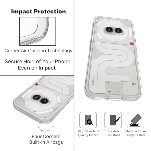 RIGGEAR Shockproof Clear Hybrid Armor Back Cover Case Compatible with Nothing Phone 2A / Phone 2A Plus (Transparent TPU + PC) - Image 5