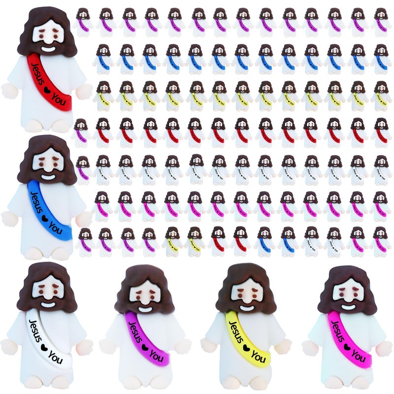 ILHSTY 300 Pcs Little Jesus Figures Rubber Mini Jesus Figurines in Bulk Christian Tiny Baby Jesus Loves You Figures for Hide and Seek Easter Egg Fillers Egg Hunt Religious Party Favors6 Color 300 - Image 3