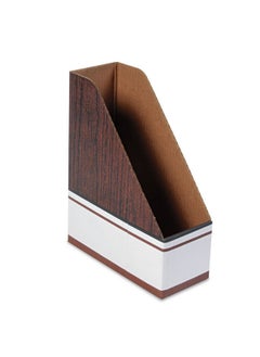 Bankers Box 07223 Corrugated Cardboard Magazine File 4 X 9 X 11 1/2 Wood Grain 12/Carton  - Image 1