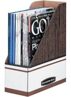 Bankers Box 07223 Corrugated Cardboard Magazine File 4 X 9 X 11 1/2 Wood Grain 12/Carton  - Image 2