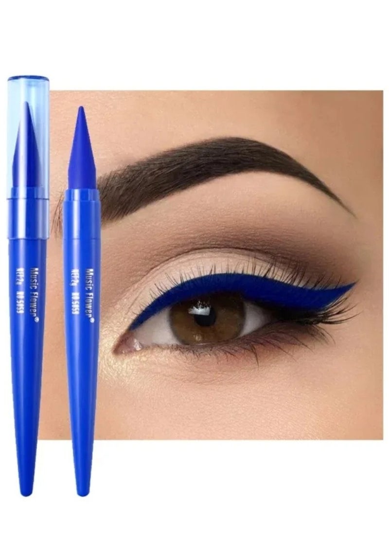 Music Flower Kajal Eyeliner Pen Charming Eyes Makeup Eyeliner Pencil Waterproof Long Lasting Smudge Proof Eye Liner Pen Smooth Texture Long Wearing Eyeliner Pencil Blue  - Image 2