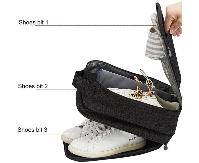 Portable Shoes Bag 24X14X30Cm Waterproof - 3-Pair Capacity Travel Shoe Organizer for Travel, Business Trip, Camping, Gym Exercise - Image 2
