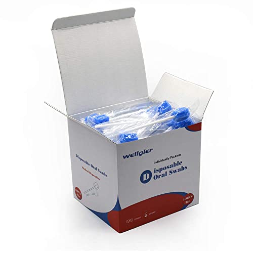 Wellgler's Disposable oral swabs,mouth swabs sponge Dental Swabs Unthreated （100pcs Blue) - Image 1