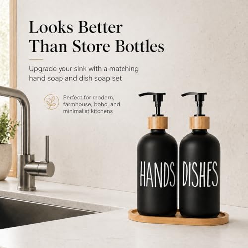 Aeakey Dish Soap Dispenser for KitchenGlass Hand Soap Dispenser Modern Farmhouse Decor for BathroomKitchen Decor - Image 3