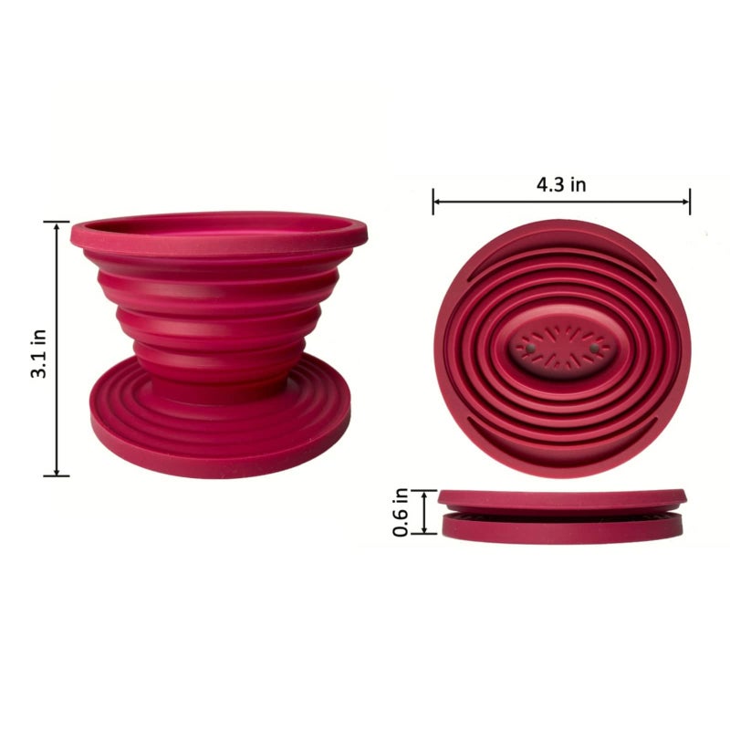 Attsky Collapsible Pour Over Coffee Dripper for Camp Coffee, Reusable Silicone Coffee Filter Holder for Camping Red - Image 4