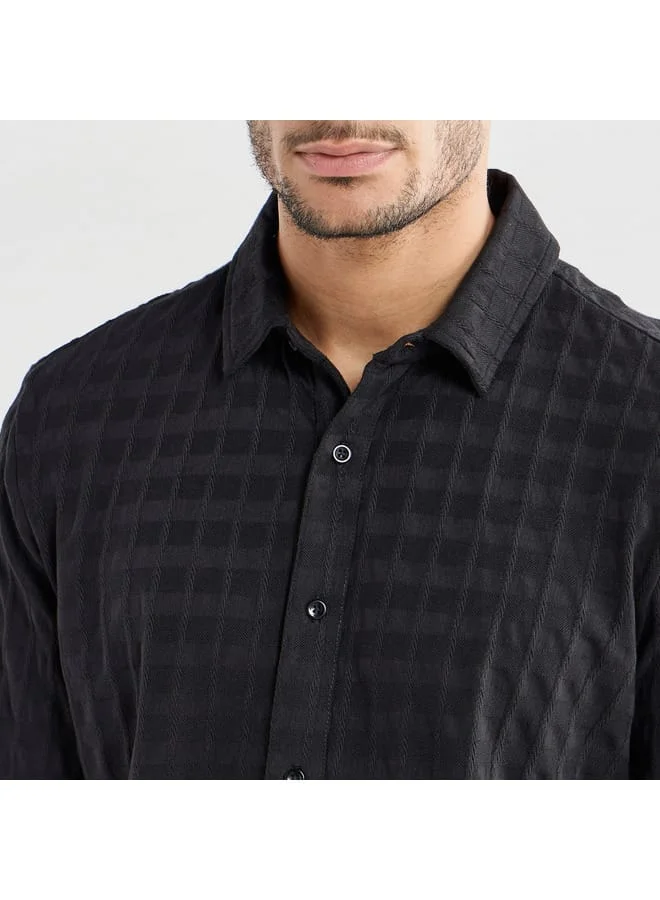 Splash FAV Textured Shirt with Long Sleeves