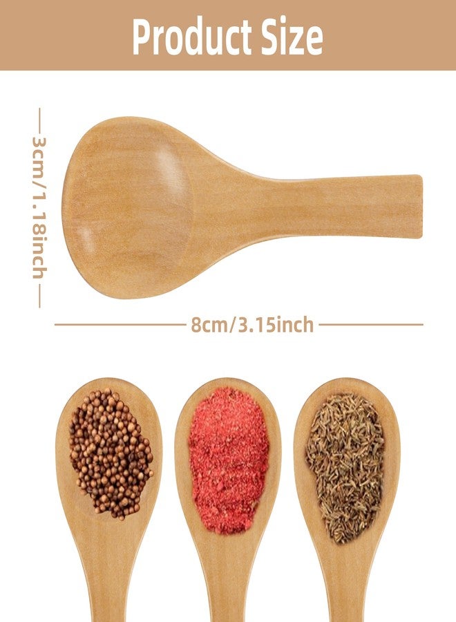Acoavo 20Pcs Tiny Wooden Spoon Small Wooden Spoons for Condiments Salt Spoons Mini SpoonS For Spice Jars Handmade Small Wood Spoon For Sauces, Sugar, Honey, Pepper - Image 2