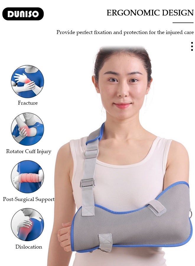 DUNISO Arm sling shoulder Immobilizer - comfortable medical sling for shoulder injury, left and right arm, men and women, for Broken, dislocated, fracture, strain - Image 2