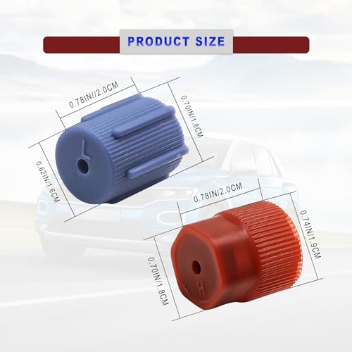 NOTISH 10Pcs R134a Cap A/C Cap 13mm & 16mm Air Conditioning Service AC System Charging Port Caps, 5 Sets Blue Low Side and 5 Sets Red High Side - Image 2