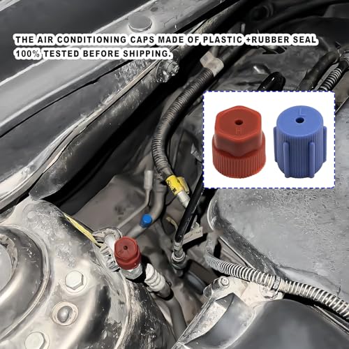 NOTISH 10Pcs R134a Cap A/C Cap 13mm & 16mm Air Conditioning Service AC System Charging Port Caps, 5 Sets Blue Low Side and 5 Sets Red High Side - Image 4