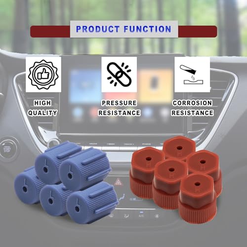 NOTISH 10Pcs R134a Cap A/C Cap 13mm & 16mm Air Conditioning Service AC System Charging Port Caps, 5 Sets Blue Low Side and 5 Sets Red High Side - Image 5