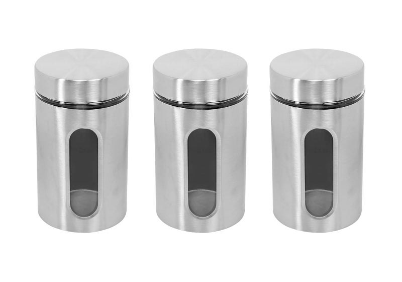 WRINGO 600ML Glass Food Storage Airtight tea coffee sugar containers for Kitchen Storage Container with Lid for tea coffee & Sugar, Dry Fruit jars, Storage Box, Set of 3 (WR-18), Transparent - Image 1