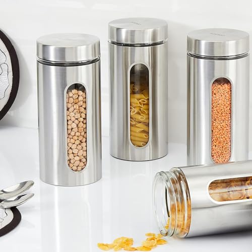 WRINGO 600ML Glass Food Storage Airtight tea coffee sugar containers for Kitchen Storage Container with Lid for tea coffee & Sugar, Dry Fruit jars, Storage Box, Set of 3 (WR-18), Transparent - Image 2