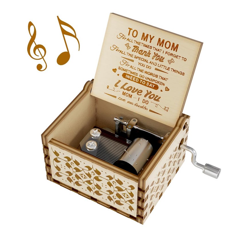 You are My Sunshine Music Box Gift for Mom from Daughter Wood Laser Engraved Vintage Mini Size Boxes Unique Best Mothers Day BirthdayChristmas Thanksgiving Day