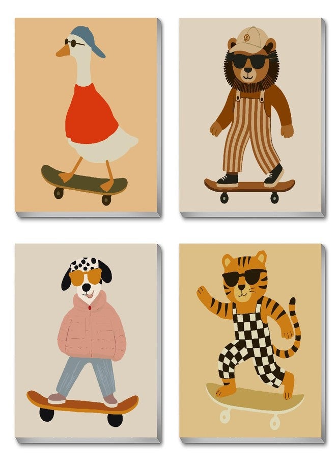 FQOVKYN 4 Pack Framed Paint by Numbers Kit for Kids, Funny Animal Paint by Numbers for Kids Ages 6-12, Easy Acrylic Oil Painting Kits for Home Wall Decoration 8x8 inch - Image 1