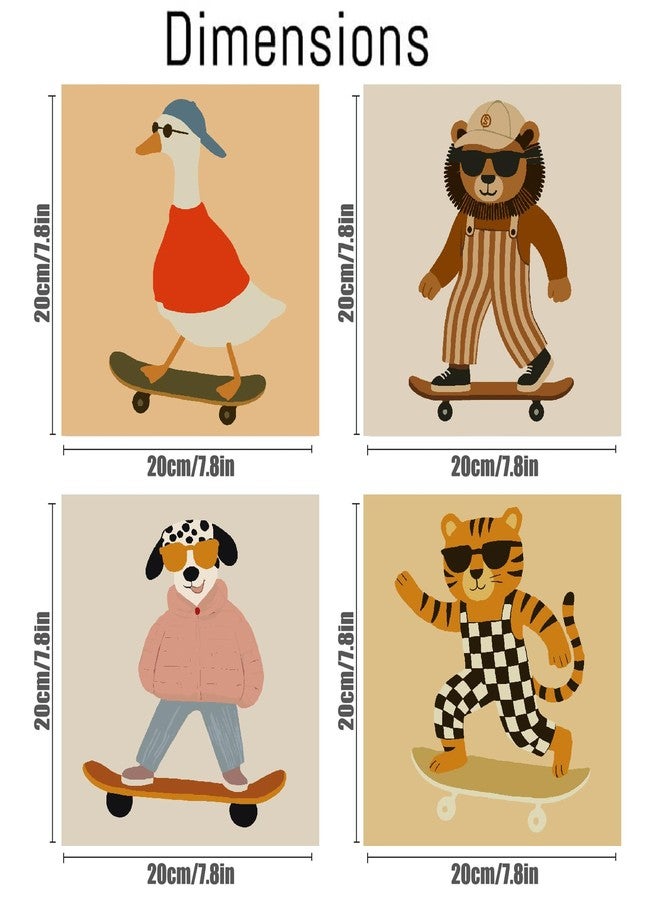 FQOVKYN 4 Pack Framed Paint by Numbers Kit for Kids, Funny Animal Paint by Numbers for Kids Ages 6-12, Easy Acrylic Oil Painting Kits for Home Wall Decoration 8x8 inch - Image 2
