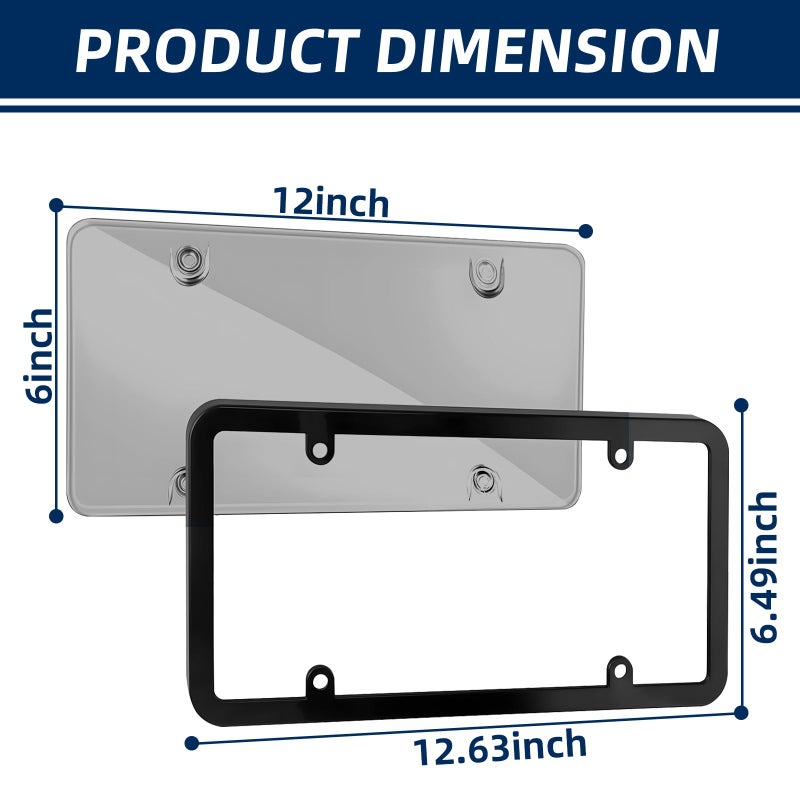 SEARART 2 Pack License Plate Covers Frames : Rust-Proof Car License Plates Shields Holder -with Screw Caps - Clear License Plate Protector for US Standard Cars - Image 3