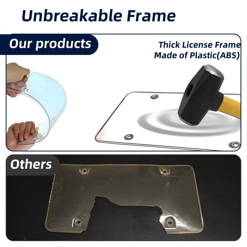 SEARART 2 Pack License Plate Covers Frames : Rust-Proof Car License Plates Shields Holder -with Screw Caps - Clear License Plate Protector for US Standard Cars - Image 5