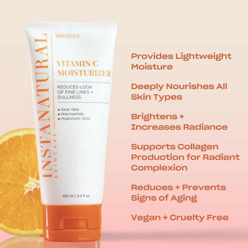 InstaNatural Vitamin C Moisturizer Face Cream, Brightens and Reduces the Look of Fine Lines and Wrinkles, Moisturizing Lotion for Dry Skin, with Hyaluronic Acid, 3.4 FL Oz - Image 3