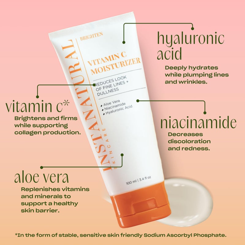 InstaNatural Vitamin C Moisturizer Face Cream, Brightens and Reduces the Look of Fine Lines and Wrinkles, Moisturizing Lotion for Dry Skin, with Hyaluronic Acid, 3.4 FL Oz - Image 4