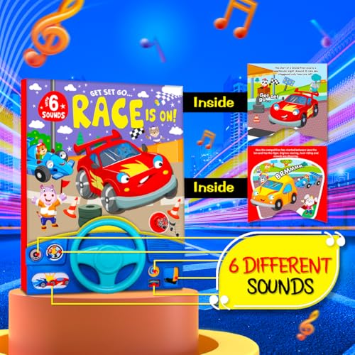 BRIJBASI My First Car Racing Sound Book | Interactive Musical Board Book for Toddlers | Vehicle Sounds and Early Learning Fun - Image 4