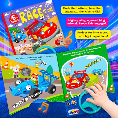 BRIJBASI My First Car Racing Sound Book | Interactive Musical Board Book for Toddlers | Vehicle Sounds and Early Learning Fun - Image 3