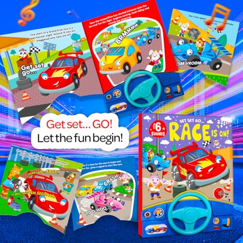BRIJBASI My First Car Racing Sound Book | Interactive Musical Board Book for Toddlers | Vehicle Sounds and Early Learning Fun - Image 2