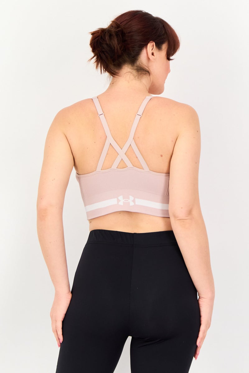 UNDER ARMOUR Women Lightly Padded Training Sports Bra, Light Pink - Image 3