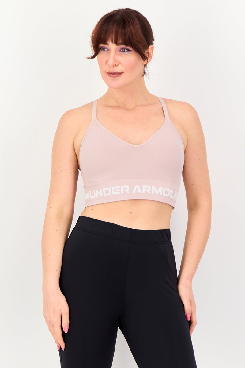 UNDER ARMOUR Women Lightly Padded Training Sports Bra, Light Pink - Image 1