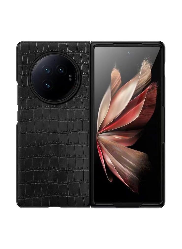 General Full Cover Case for Vivo x Fold 3/X Fold 3 Pro, Leather Crocodile Pattern Slim Drop and Scratch Resistant Full Cover Case, x fold3, Black  - Image 1