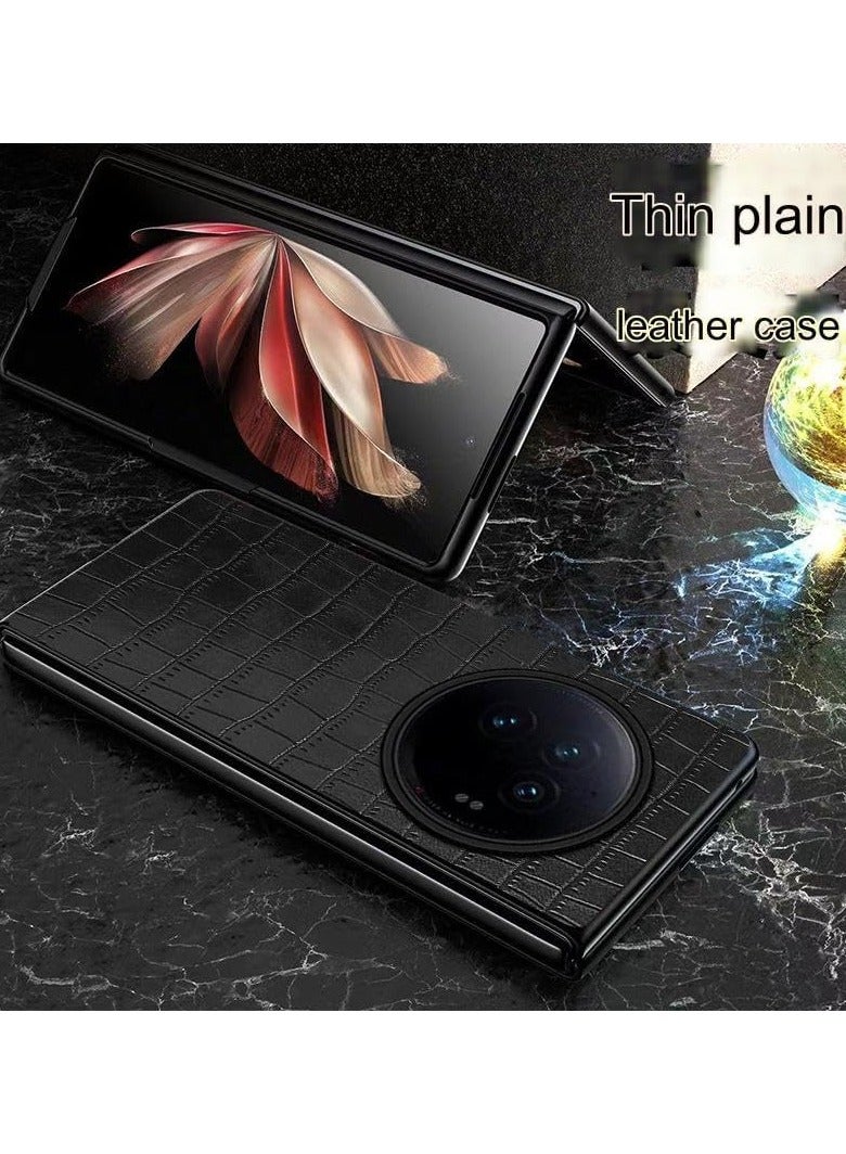 General Full Cover Case for Vivo x Fold 3/X Fold 3 Pro, Leather Crocodile Pattern Slim Drop and Scratch Resistant Full Cover Case, x fold3, Black  - Image 2