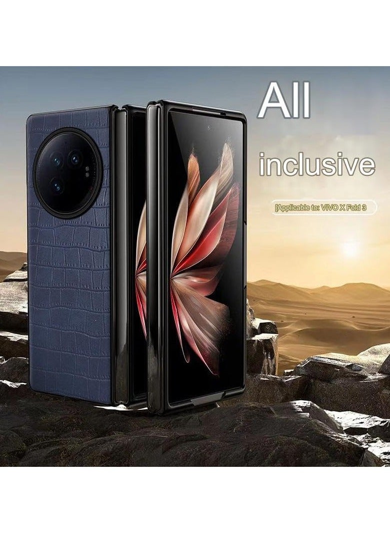 General Full Cover Case for Vivo x Fold 3/X Fold 3 Pro, Leather Crocodile Pattern Slim Drop and Scratch Resistant Full Cover Case, x fold3, Black  - Image 4