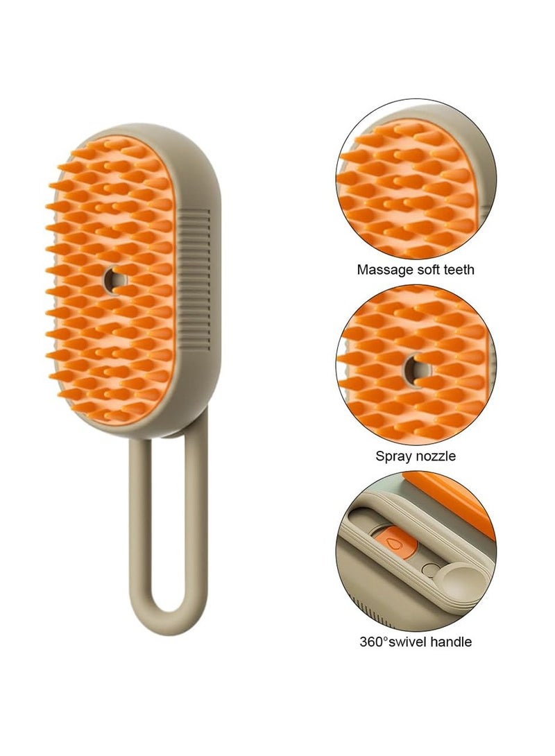 MileMelo 3-in-1 Steamy Brush & Pet Nail Clipper for Cats and Dogs | Steam Grooming Brush for Removing Tangles & Loose Hair | Gentle Shedding & Trimming Tool (Orange Brown)  - Image 3