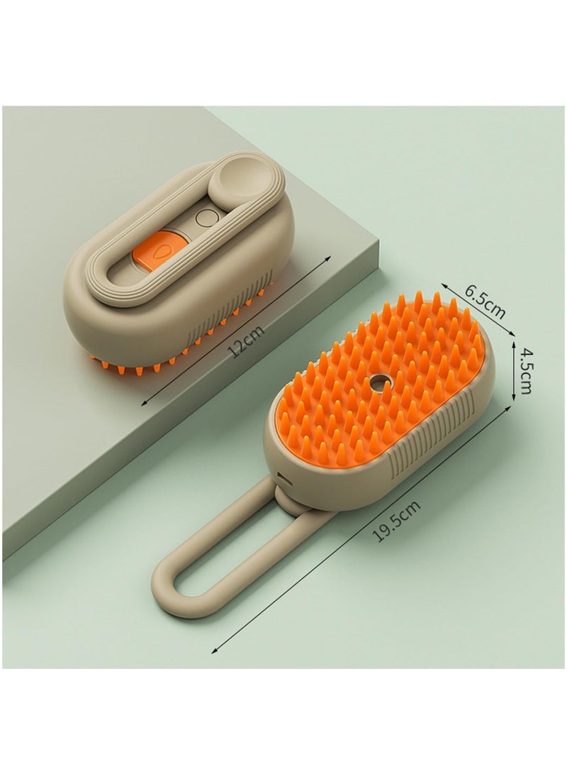 MileMelo 3-in-1 Steamy Brush & Pet Nail Clipper for Cats and Dogs | Steam Grooming Brush for Removing Tangles & Loose Hair | Gentle Shedding & Trimming Tool (Orange Brown)  - Image 2
