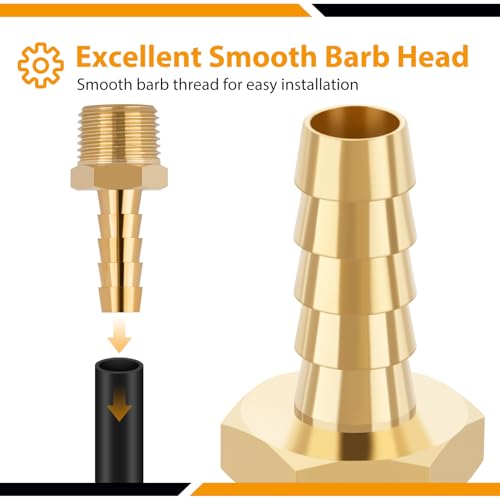 KOOTANS 4pcs Brass Hose Barb Fittings 5/16" Hose Barb to 3/8 NPT Male Thread Air Hose Fittings Brass Quick Coupler Air M Type Adapter Connector Fitting - Image 5