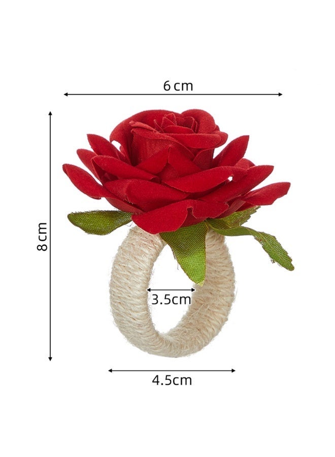 Valentine's Day Rose Napkin Rings Hotel Restaurant Table Decorative Floral Napkin Rings Set of 6 - Image 3