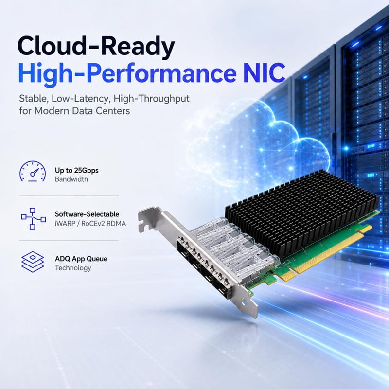 GLOTRENDS ST7342 4-Port 25G SFP28 Ethernet Network Card with Intel E810-CAM1 Controller, PCIE 4.0 X16 Interface, Support Windows 11/10/Windows Server/Linux/RHEL/SLES/Ubuntu/Debian/Freebsd - Image 5